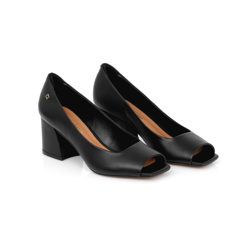 SAPATO PEEP TOE CAPODARTE COURO PRETO