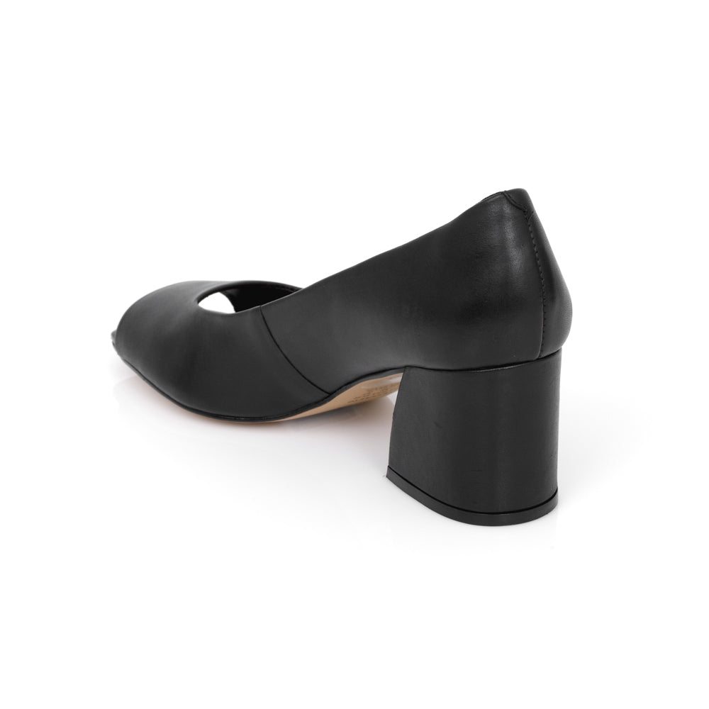 SAPATO PEEP TOE CAPODARTE COURO PRETO