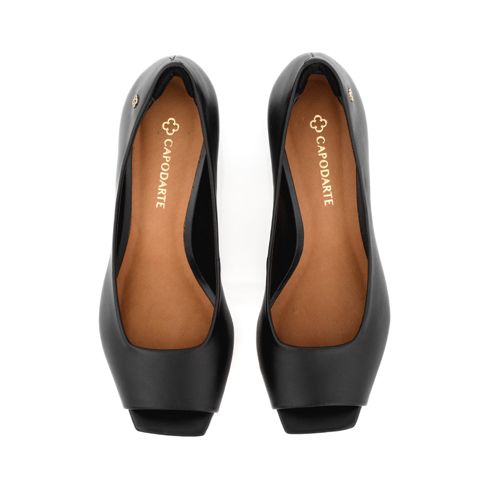 SAPATO PEEP TOE CAPODARTE COURO PRETO