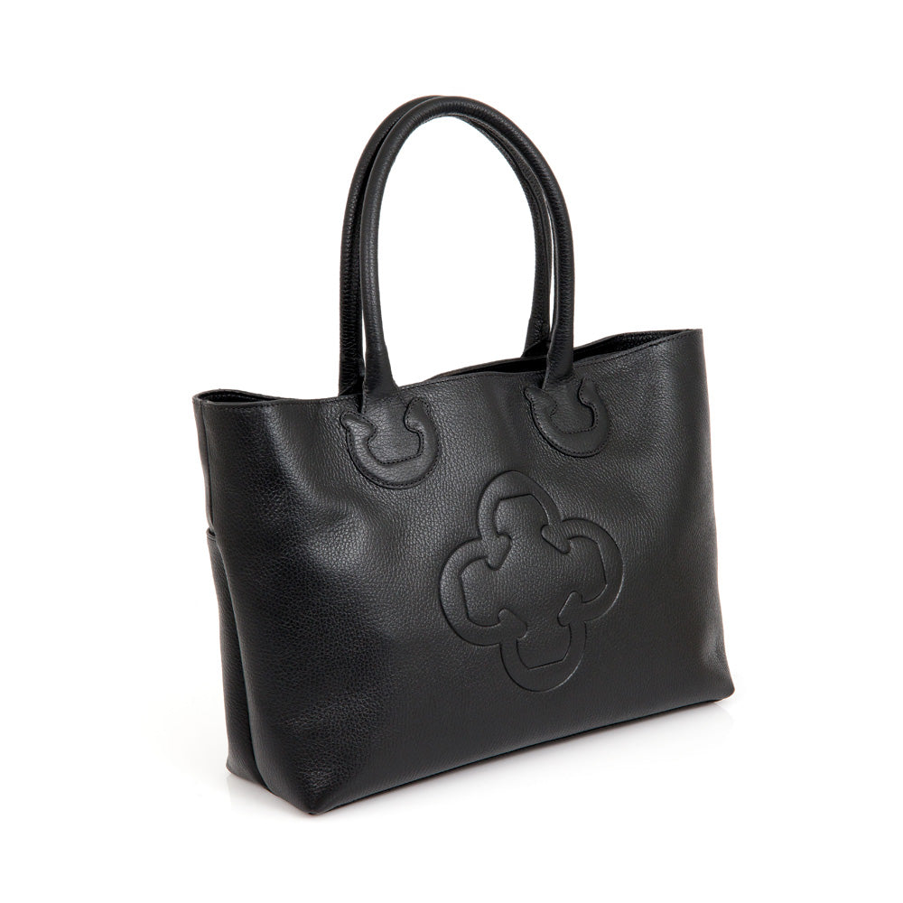 BOLSA SHOPPER PRETA DE COURO
