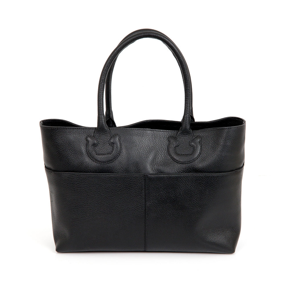 BOLSA SHOPPER PRETA DE COURO