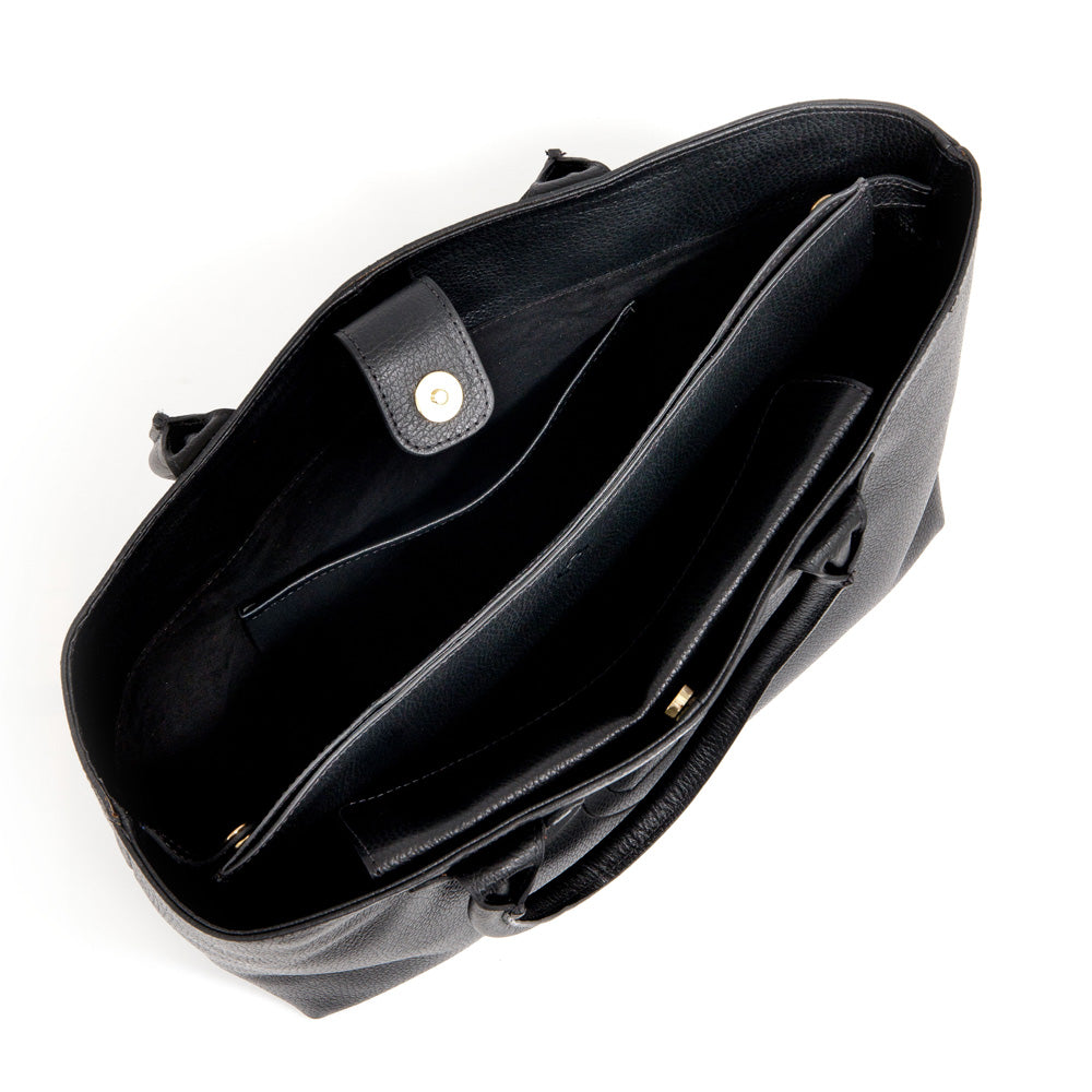 BOLSA SHOPPER PRETA DE COURO
