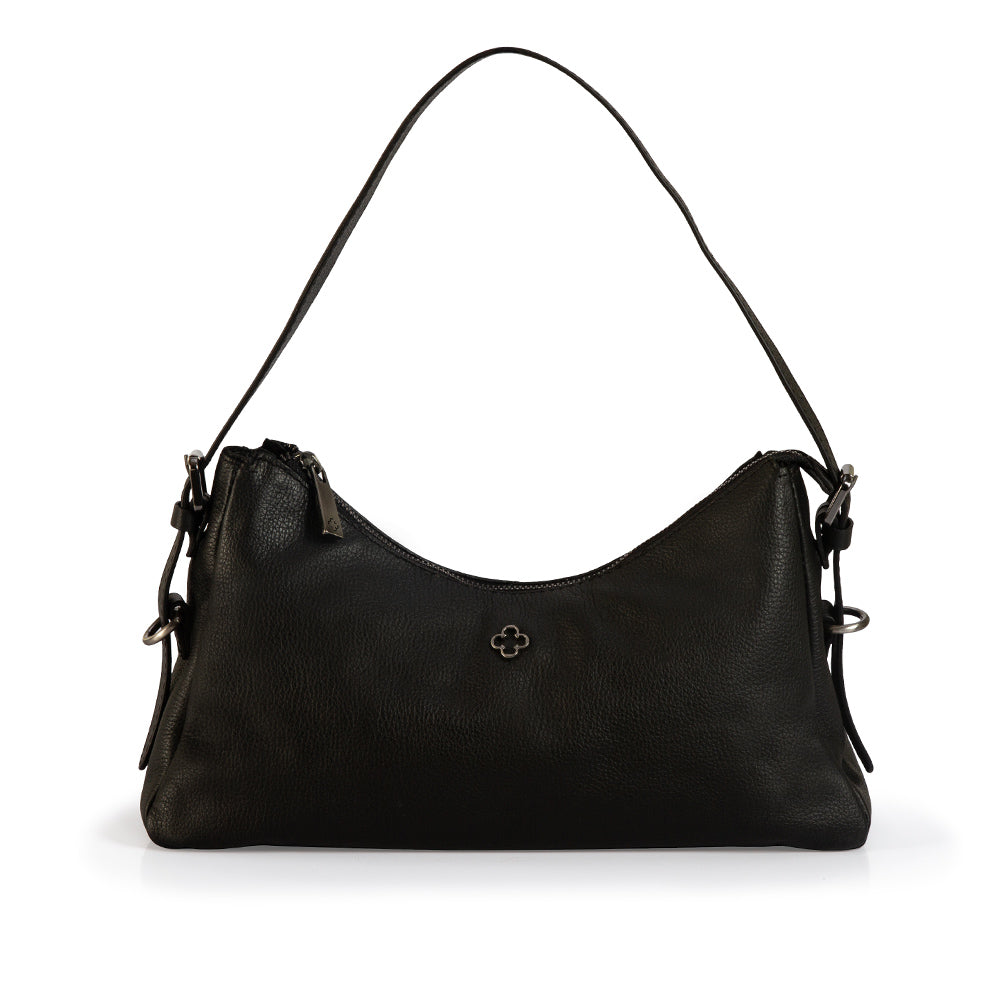 BOLSA PRETA DE COURO SHOULDER BAG