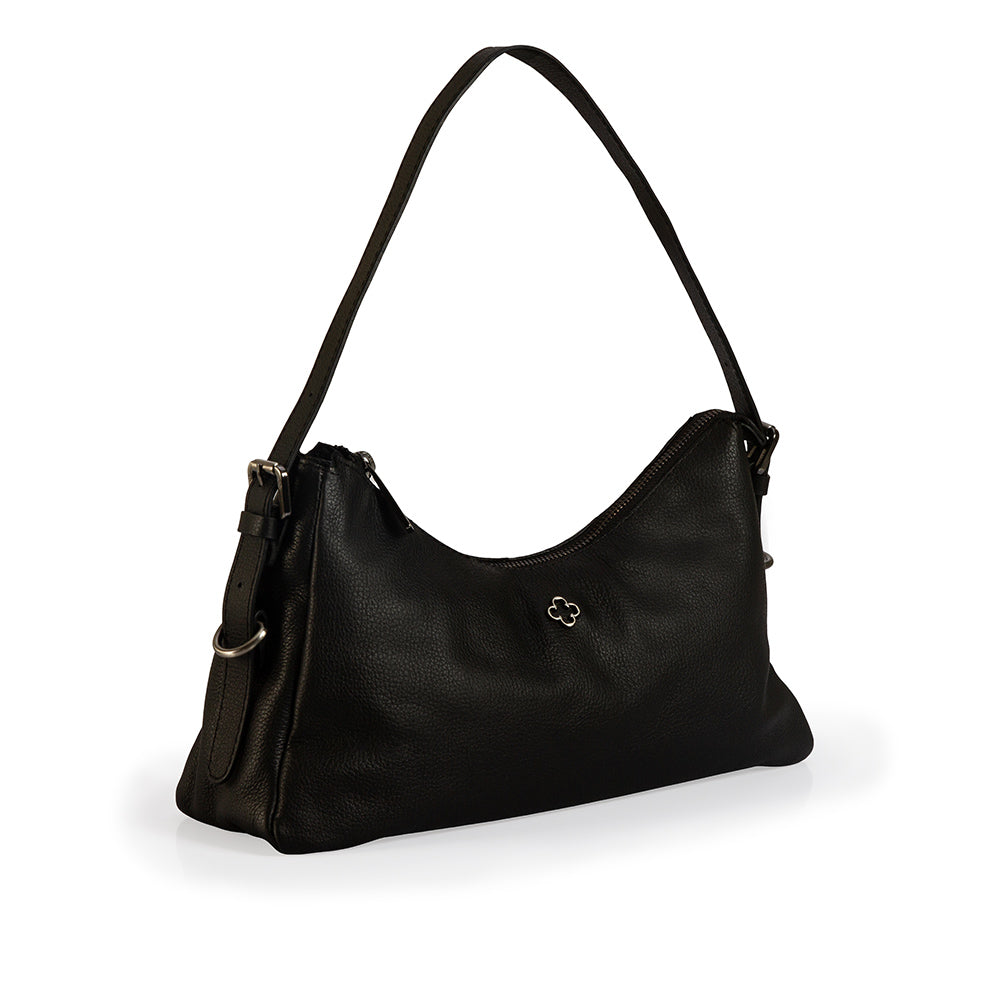 BOLSA PRETA DE COURO SHOULDER BAG