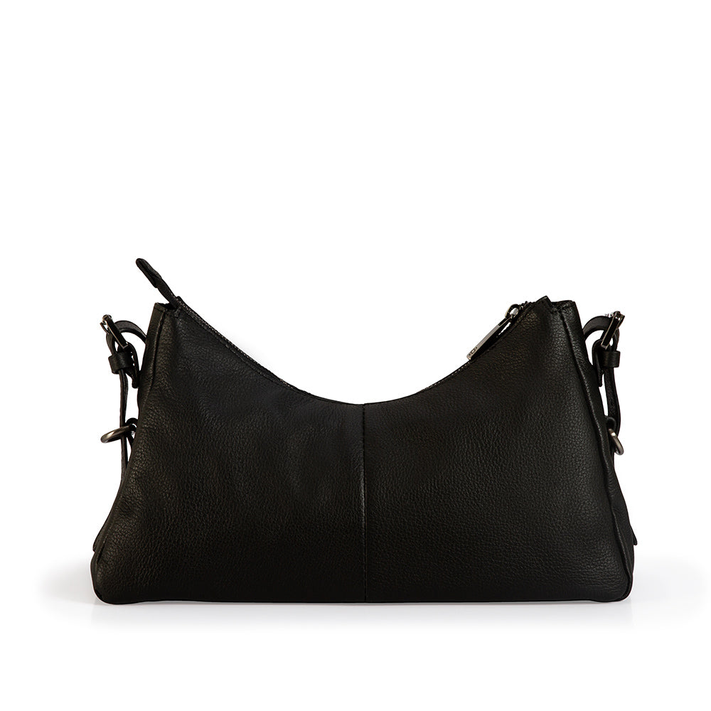 BOLSA PRETA DE COURO SHOULDER BAG