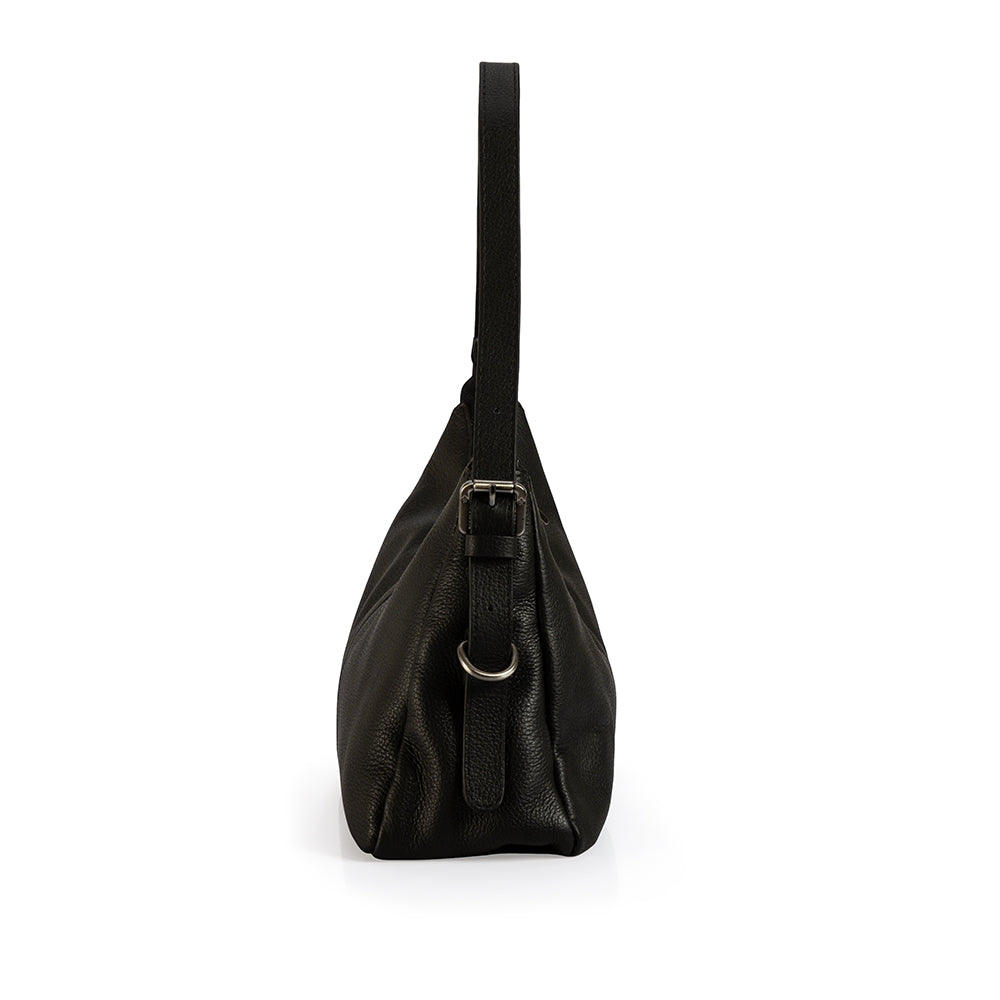 BOLSA PRETA DE COURO SHOULDER BAG