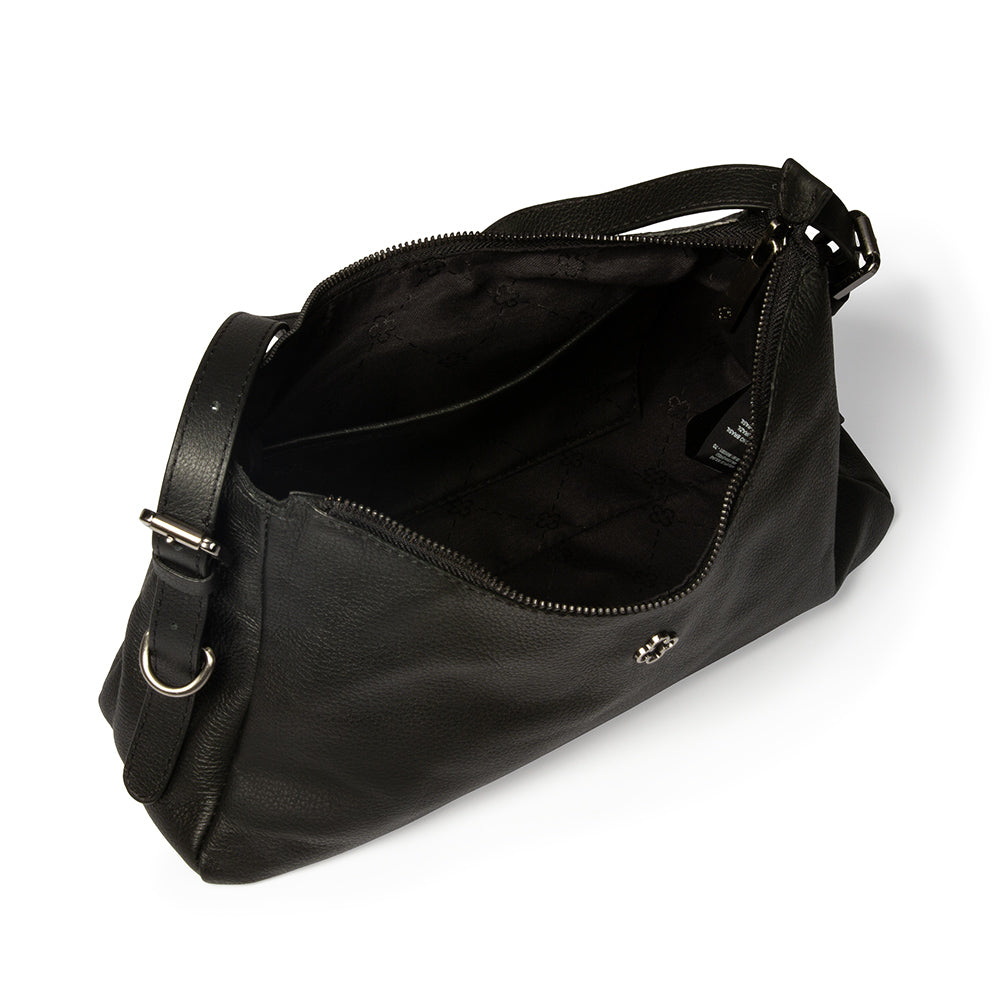 BOLSA PRETA DE COURO SHOULDER BAG