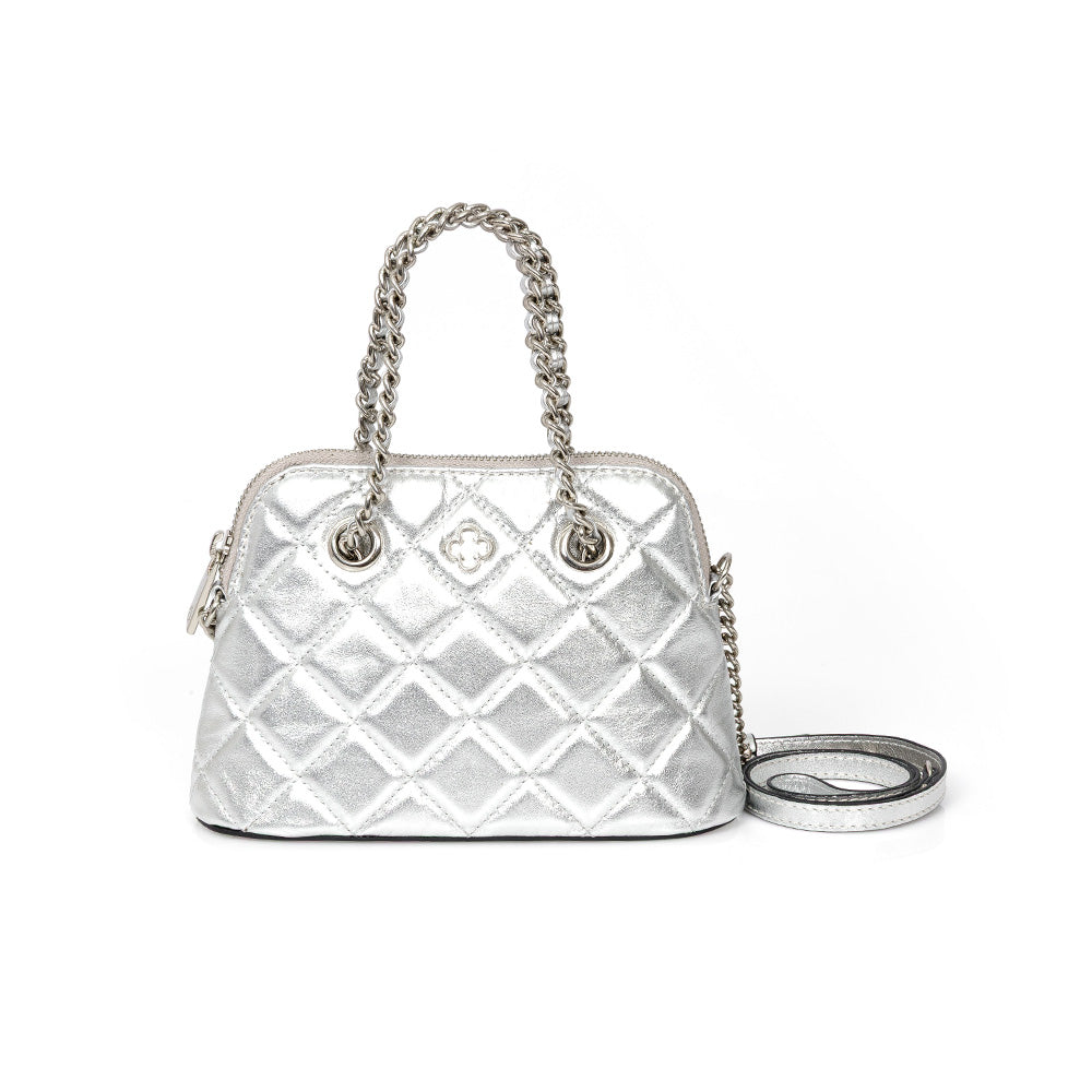 BOLSA TIRACOLO PRATA DE COURO MATELASSÊ SHOULDER BAG