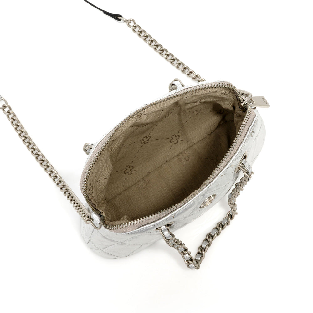 BOLSA TIRACOLO PRATA DE COURO MATELASSÊ SHOULDER BAG