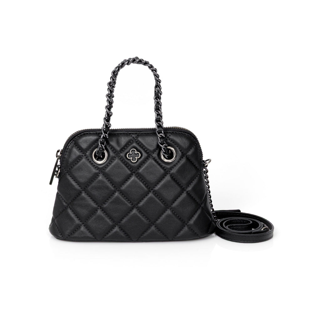 BOLSA TIRACOLO PRETA DE COURO MATELASSÊ SHOULDER BAG
