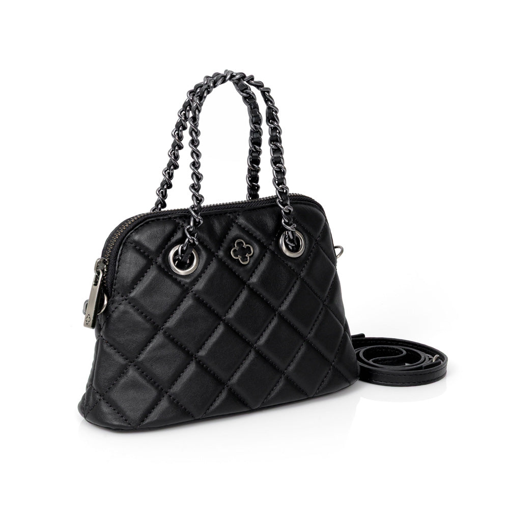 BOLSA TIRACOLO PRETA DE COURO MATELASSÊ SHOULDER BAG