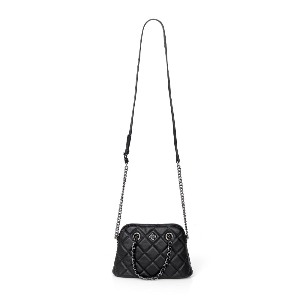 BOLSA TIRACOLO PRETA DE COURO MATELASSÊ SHOULDER BAG