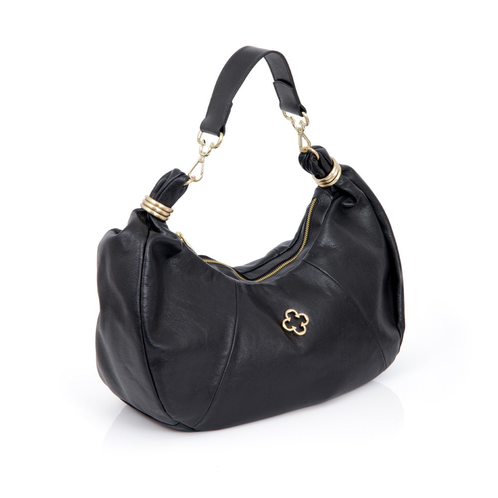 BOLSA PRETA HOBO DE COURO