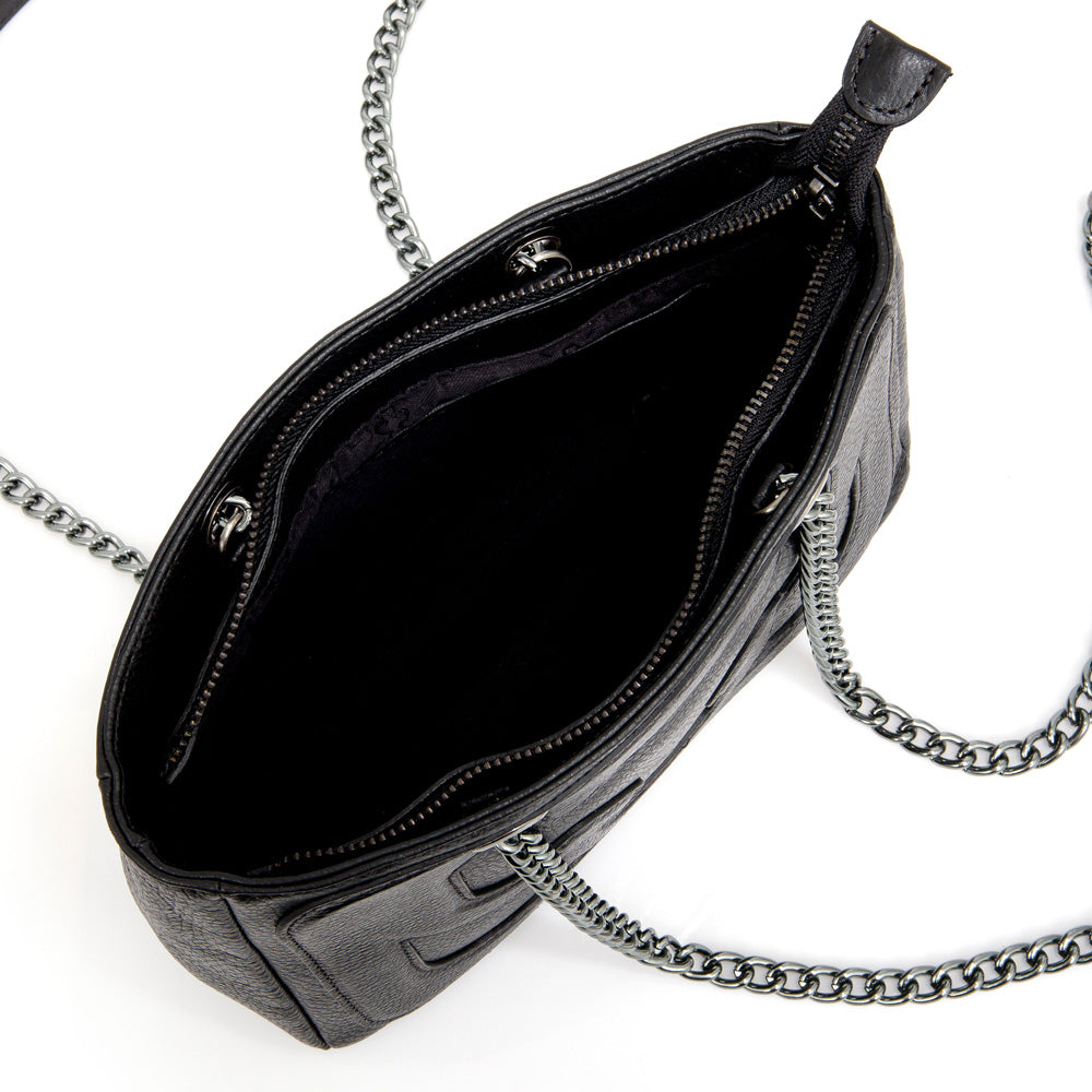 BOLSA TIRACOLO PRETA DE COURO SHOULDER BAG