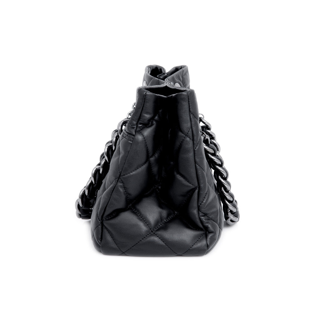 BOLSA SHOPPER PRETA DE COURO MATELASSÊ