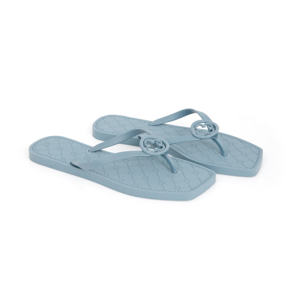 CHINELO DE DEDO BICO QUADRADO AZUL  MONOGRAMA