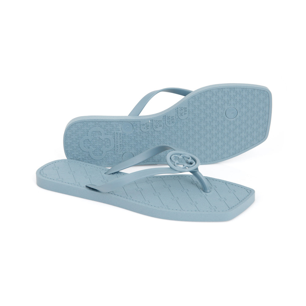 CHINELO DE DEDO BICO QUADRADO AZUL  MONOGRAMA