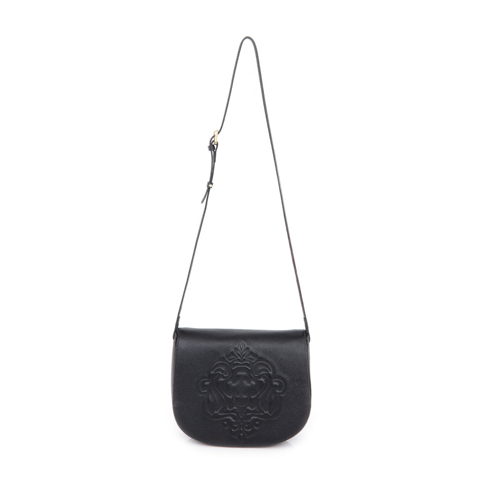 BOLSA TIRACOLO SHOULDER BAG PRETA DE COURO