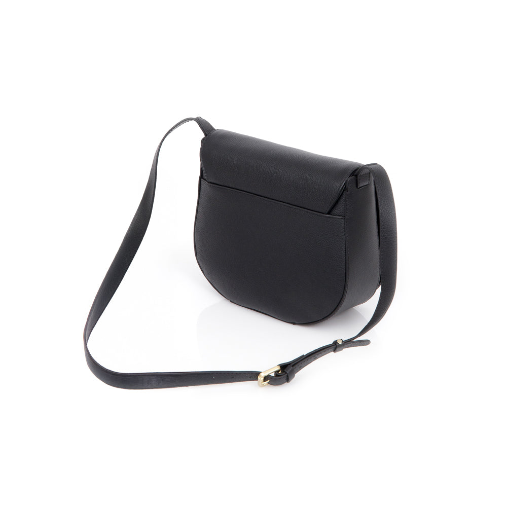 BOLSA TIRACOLO SHOULDER BAG PRETA DE COURO