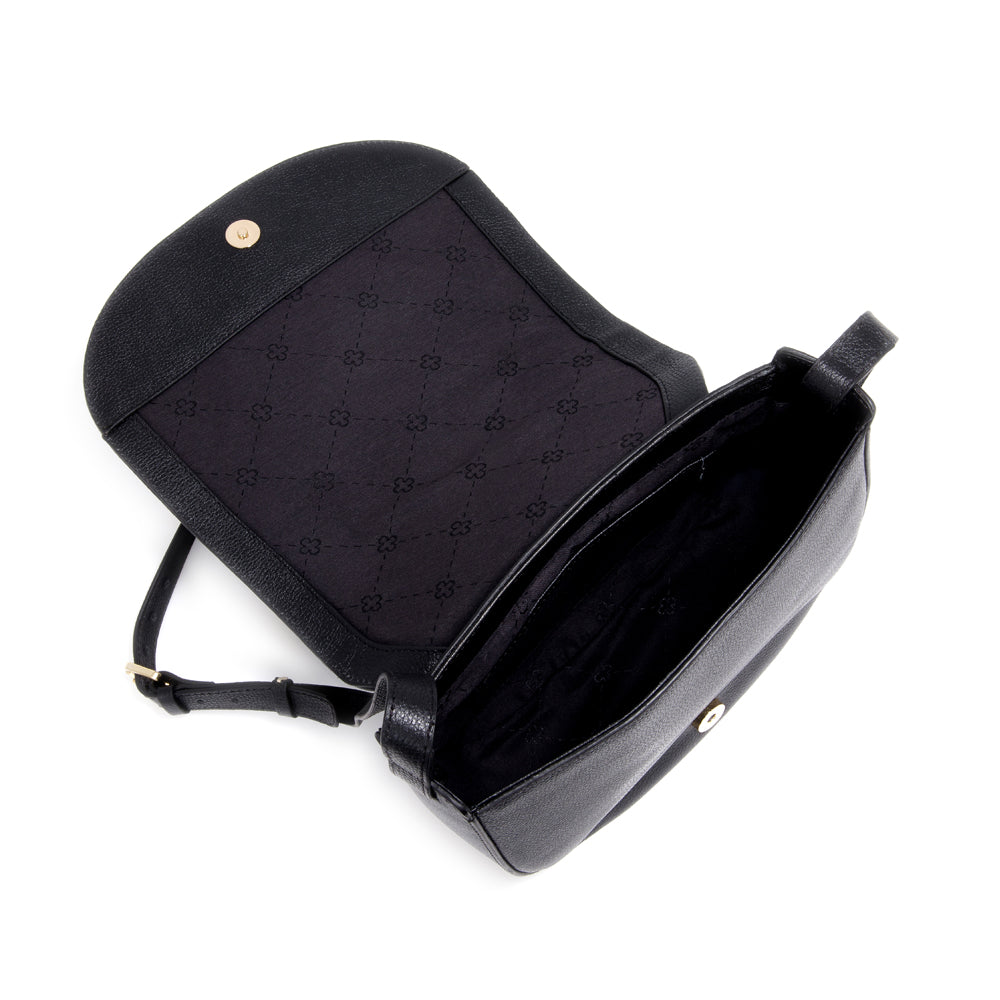BOLSA TIRACOLO SHOULDER BAG PRETA DE COURO