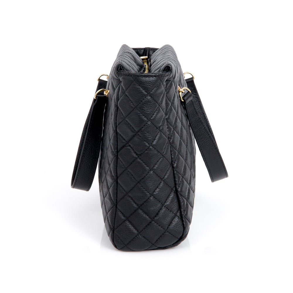 BOLSA HOBO PRETA DE COURO MATELASSÊ