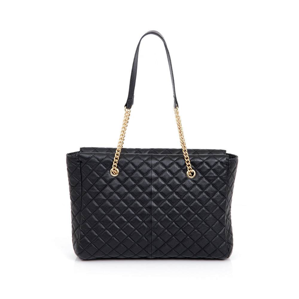 BOLSA HOBO PRETA DE COURO MATELASSÊ