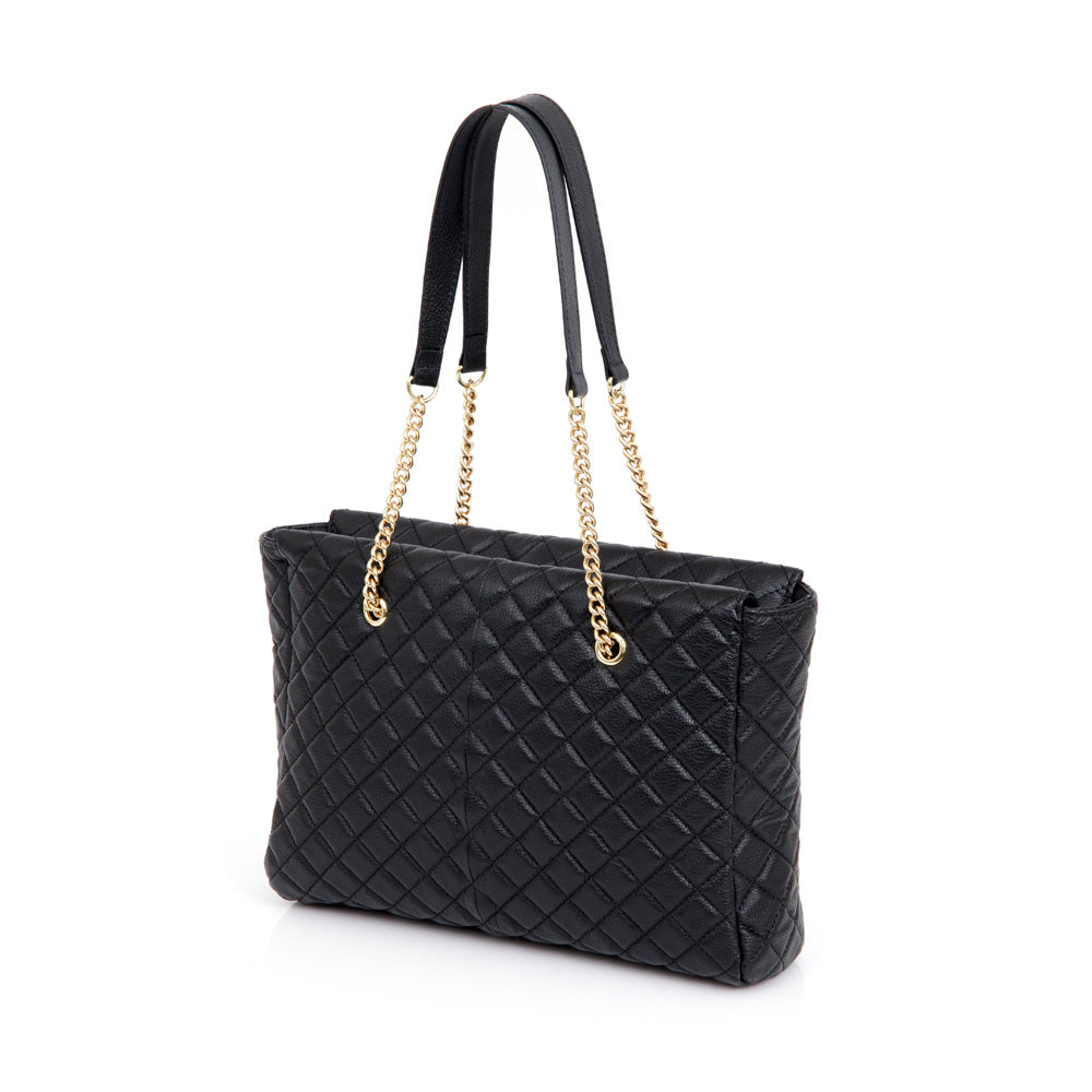 BOLSA HOBO PRETA DE COURO MATELASSÊ