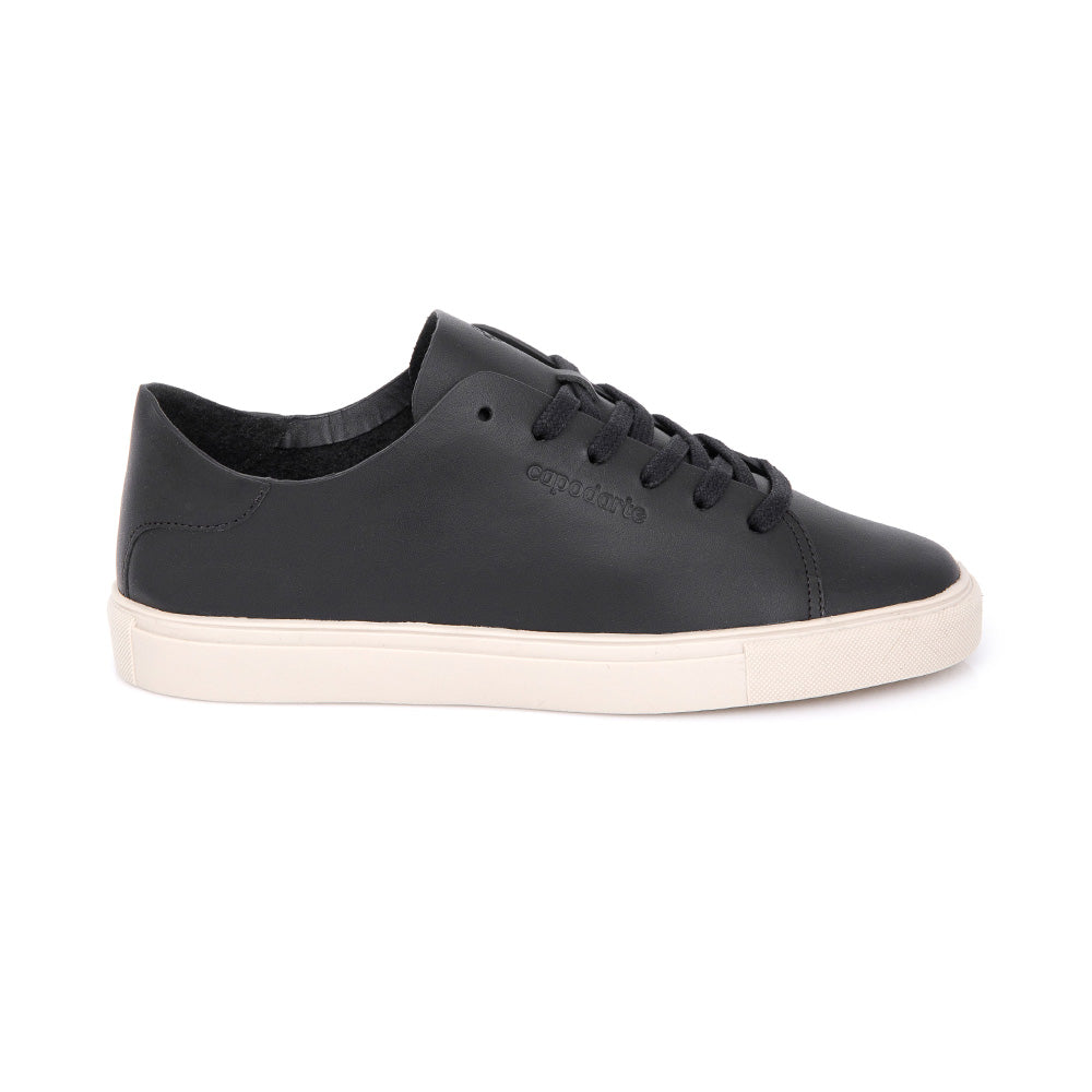 TÊNIS FEMININO PRETO DE COURO AMARRAÇÃO