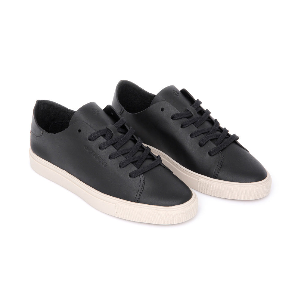 TÊNIS FEMININO PRETO DE COURO AMARRAÇÃO