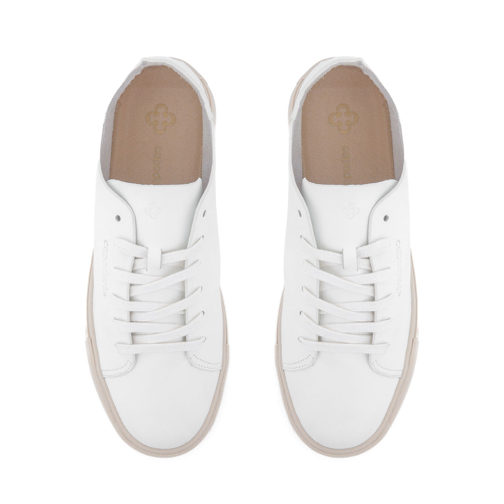 TÊNIS FEMININO BRANCO DE COURO AMARRAÇÃO