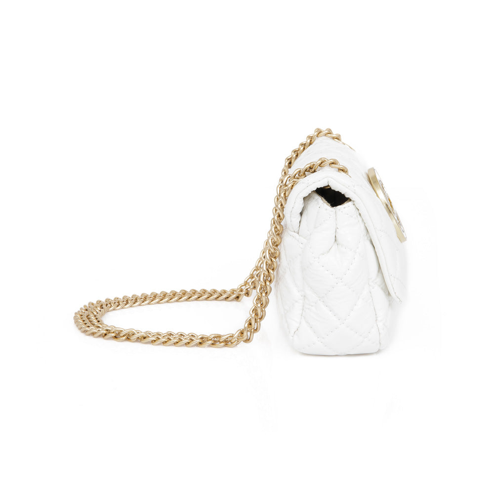 BOLSA OLIVIA COURO BRANCO MATELASSÊ