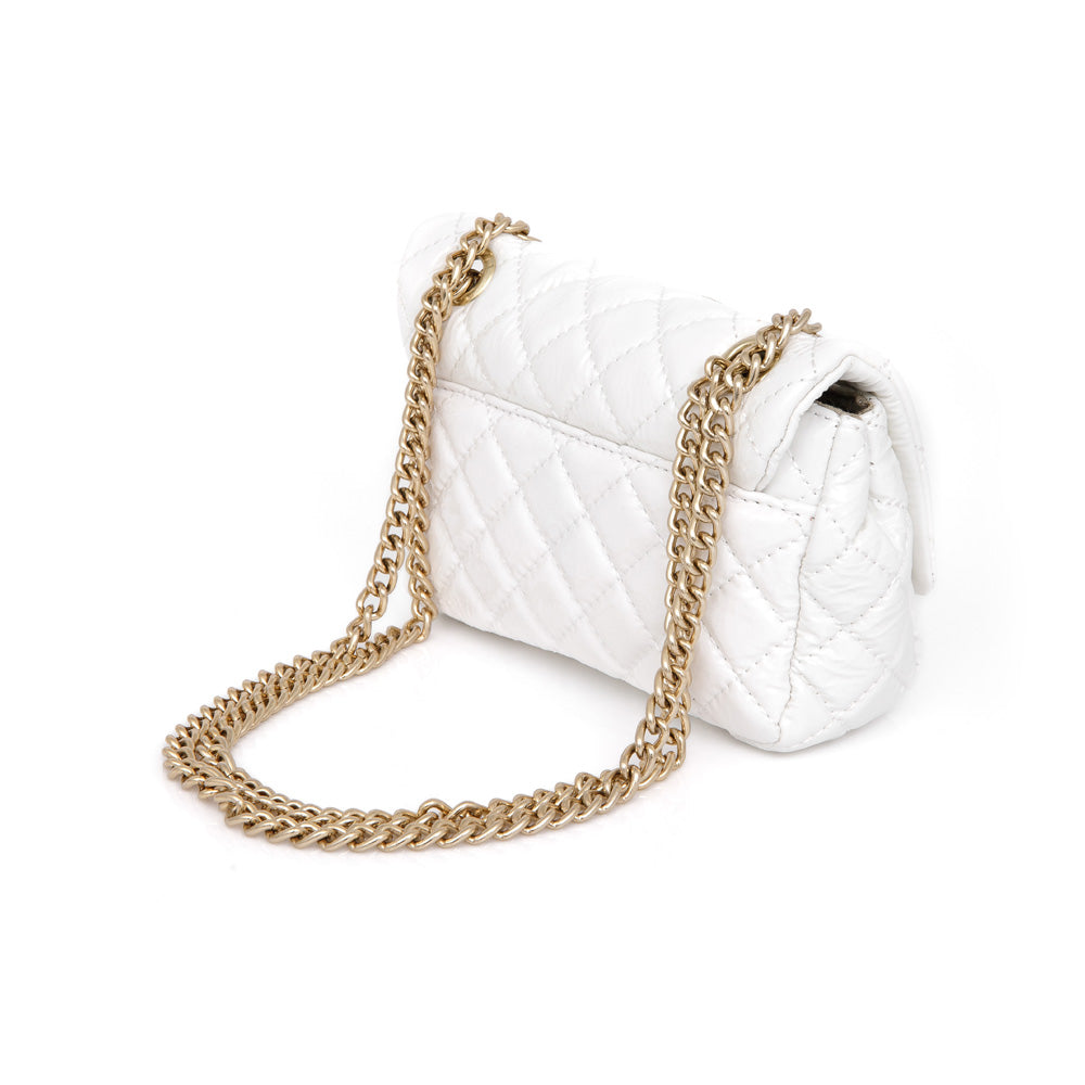 BOLSA OLIVIA COURO BRANCO MATELASSÊ