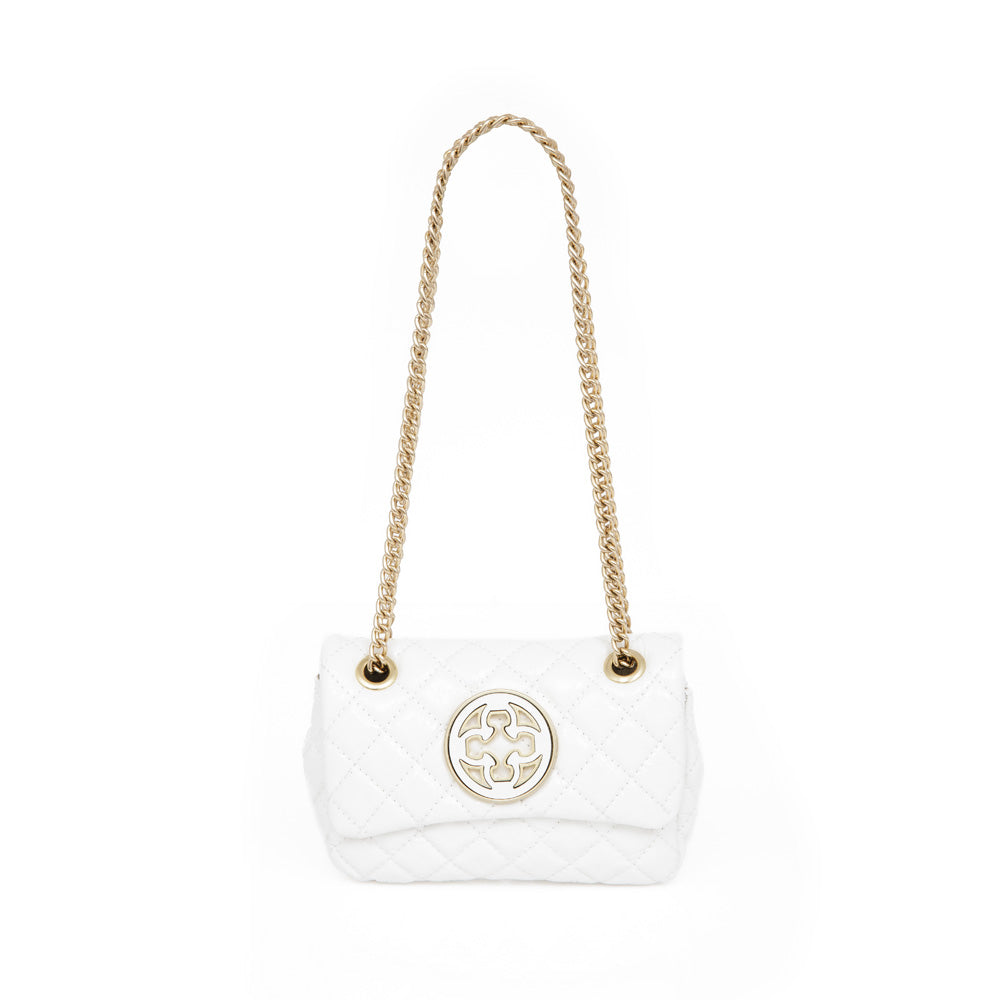 BOLSA OLIVIA COURO BRANCO MATELASSÊ