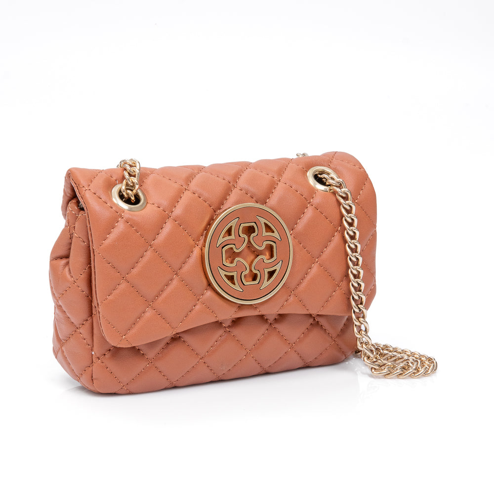 BOLSA PEQUENA COURO CARAMELO OLIVIA