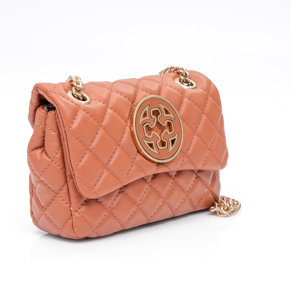 BOLSA PEQUENA COURO CARAMELO OLIVIA