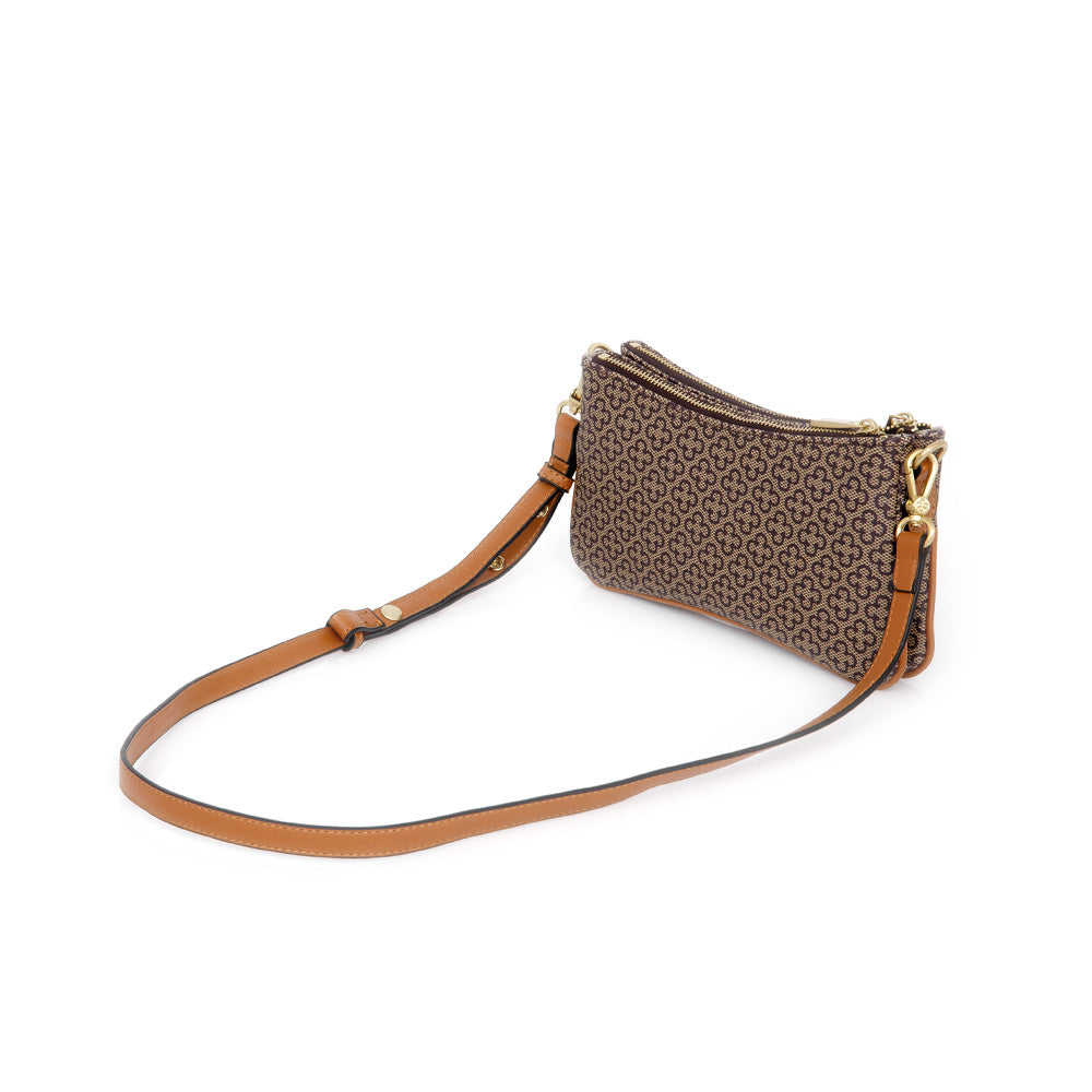 BOLSA PEQUENA SHOULDER BAG BEGE CARAMELO ALÇA CORRENTE