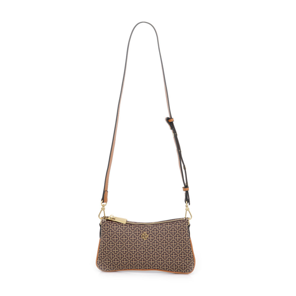 BOLSA PEQUENA SHOULDER BAG BEGE CARAMELO ALÇA CORRENTE